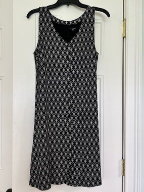 Garnet Hill Black & White Sleeveless Midi Dress